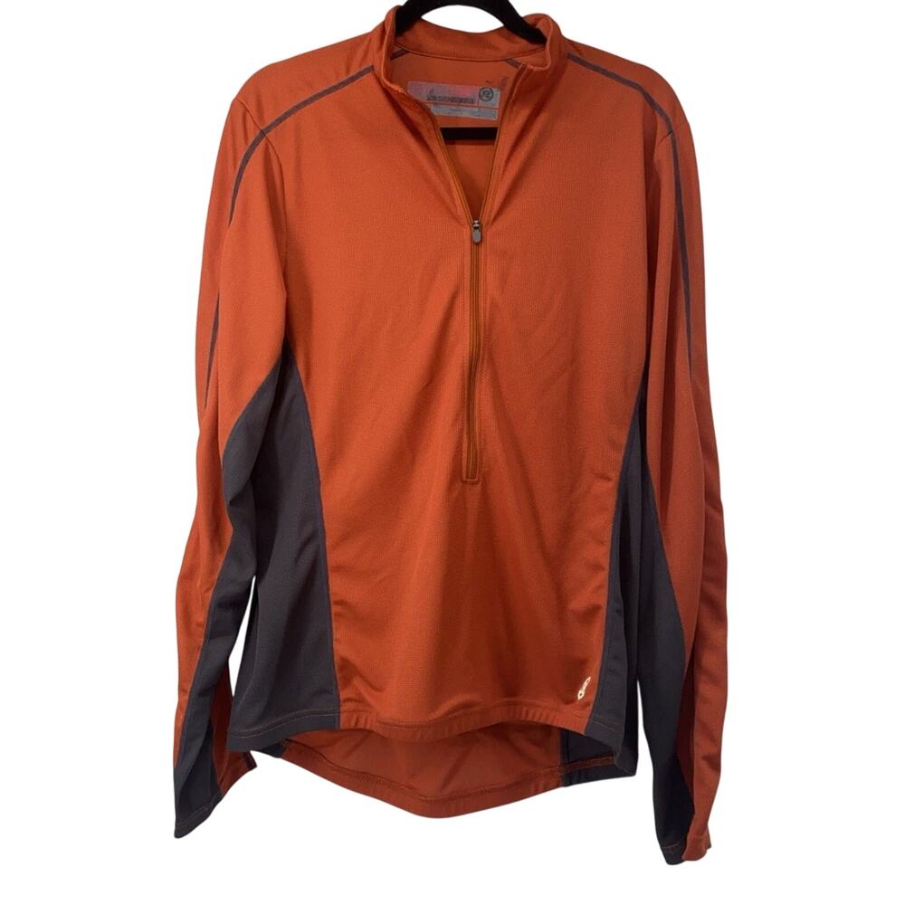 Novara Men Activewear Top Large Red Cycling Shirt 1/2 Zip Long Sleeve